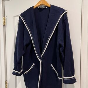 Carlisle Navy Cardigan - Vintage with White Accents - made in British Hong Kong